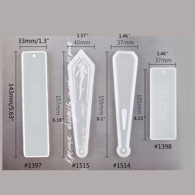 Khuôn Silicone Làm Thẻ Đánh Dấu Trang Sách Hình Lông Vũ Pipa Hình Chữ Nhật DIY