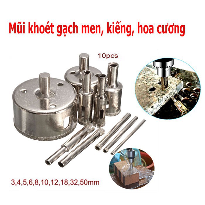 Mũi khoét (25li đến 60li) gạch men, kiếng, hoa cương