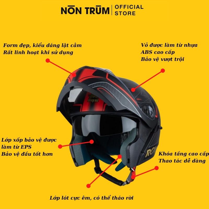 Royal M179 lật hàm - mũ bảo hiểm fullface 2 kính lật hàm phân phối tại Nón Trùm