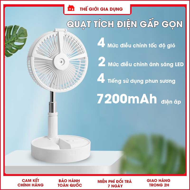 QUẠT TÍCH ĐIỆN PHUN SƯƠNG GẤP GỌN TÍCH HỢP ĐÈN NGỦ  VÀ  SẠC ĐIỆN THOẠI CỰC TIỆN LỢI QH9