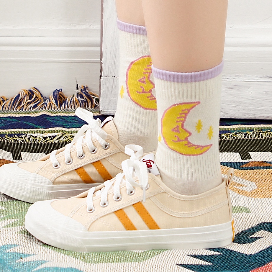 WAFNHA D219 Vớ Cotton Cổ Cao Phong Cách Harajuku Màu Sắc Ngọt Ngào Xinh Xắn Cho Nữ