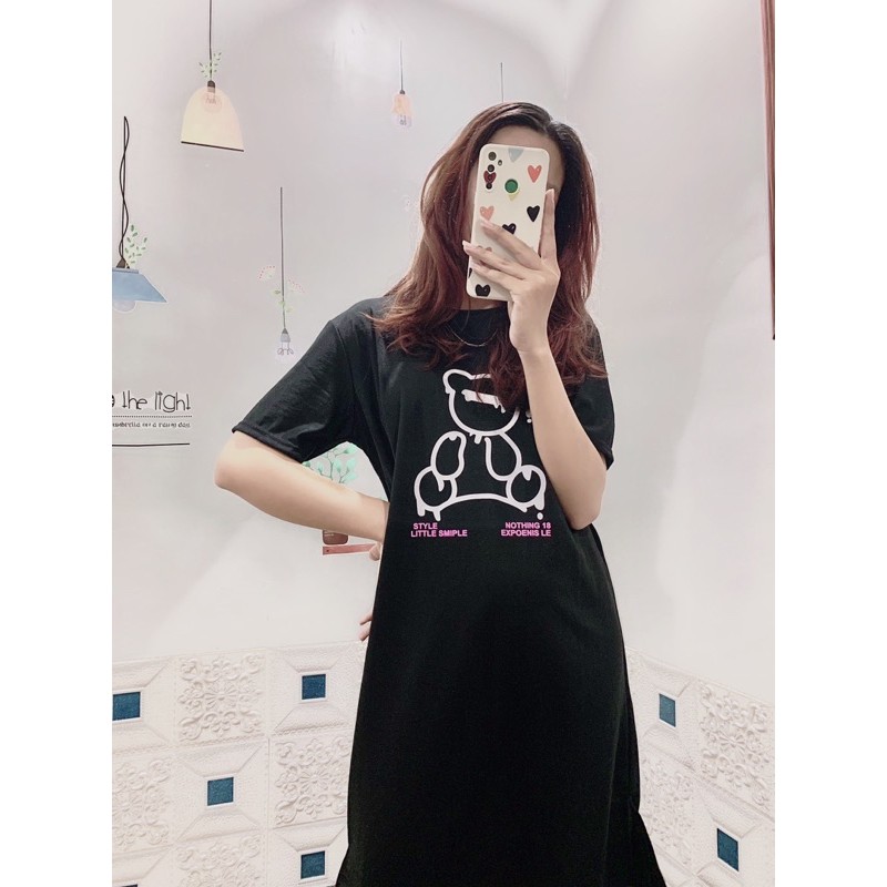 Váy Suông Đen Tay Lỡ Đầm Dài Freesize Ulzzang HOT