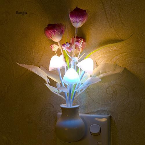 Đèn ngủ LED họa tiết hoa tulip lãng mạn trang trí nội thất