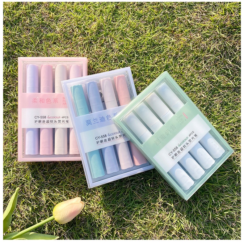 (Hàng Có Sẵn) Bút Nhớ Highlight Màu Pastel Morandi Cỡ Béo Trang Nhã 3 Bảng Màu Nghệ Thuật