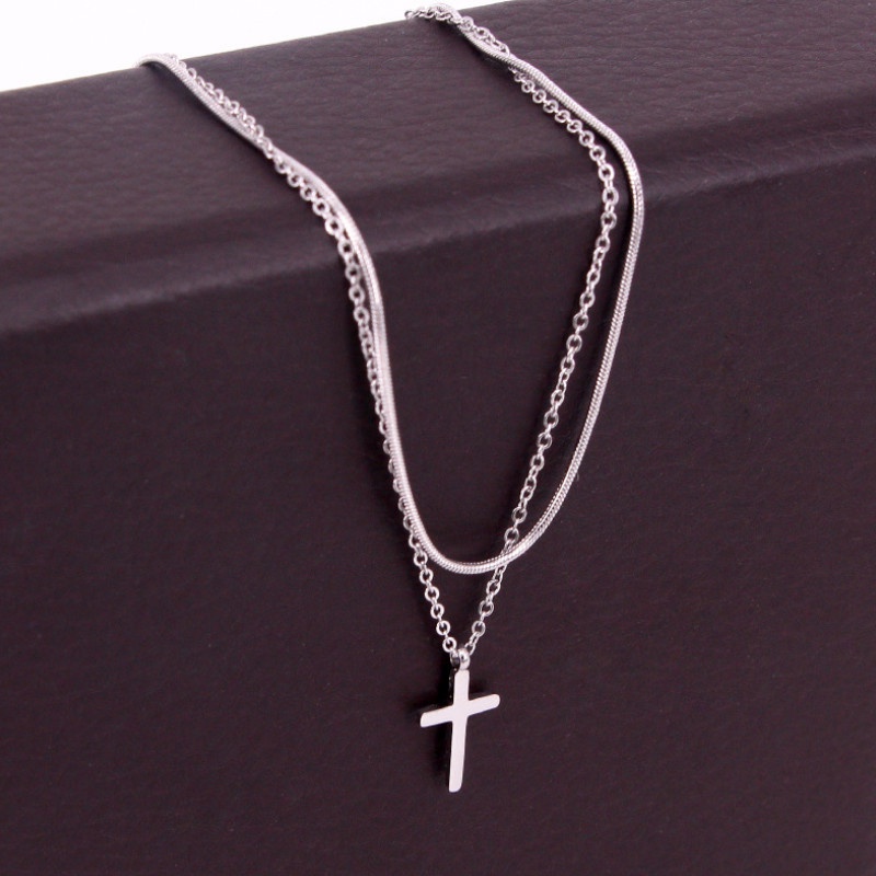 Dây Chuyền 2 Tầng Thánh Giá Titan Ko Han Rỉ TT 3817