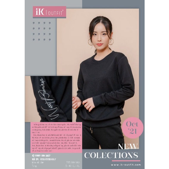 Bộ mặc nhà áo dài tay quần dài nỉ IK 0057 Giá 735.000đ