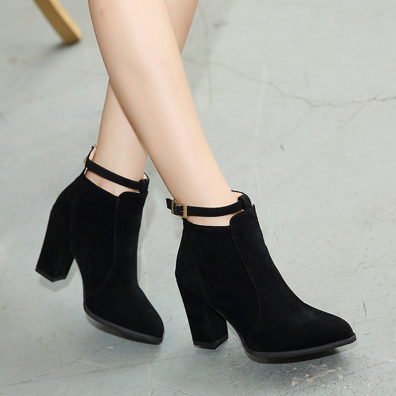 BOOTS NỮ CỔ LƯNG CAO GÓT ĐẾ 7P PHONG CÁCH HÀN QUỐC -G295