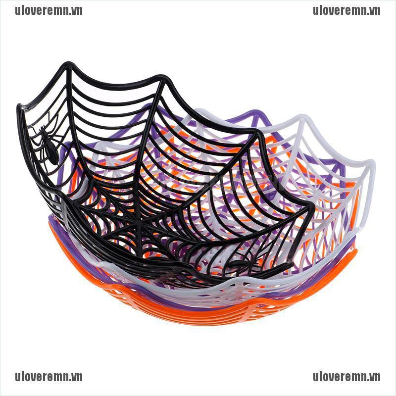 Giỏ Đựng Kẹo Hình Mạng Nhện Màu Cam / Tím / Trắng Độc Đáo Trang Trí Halloween