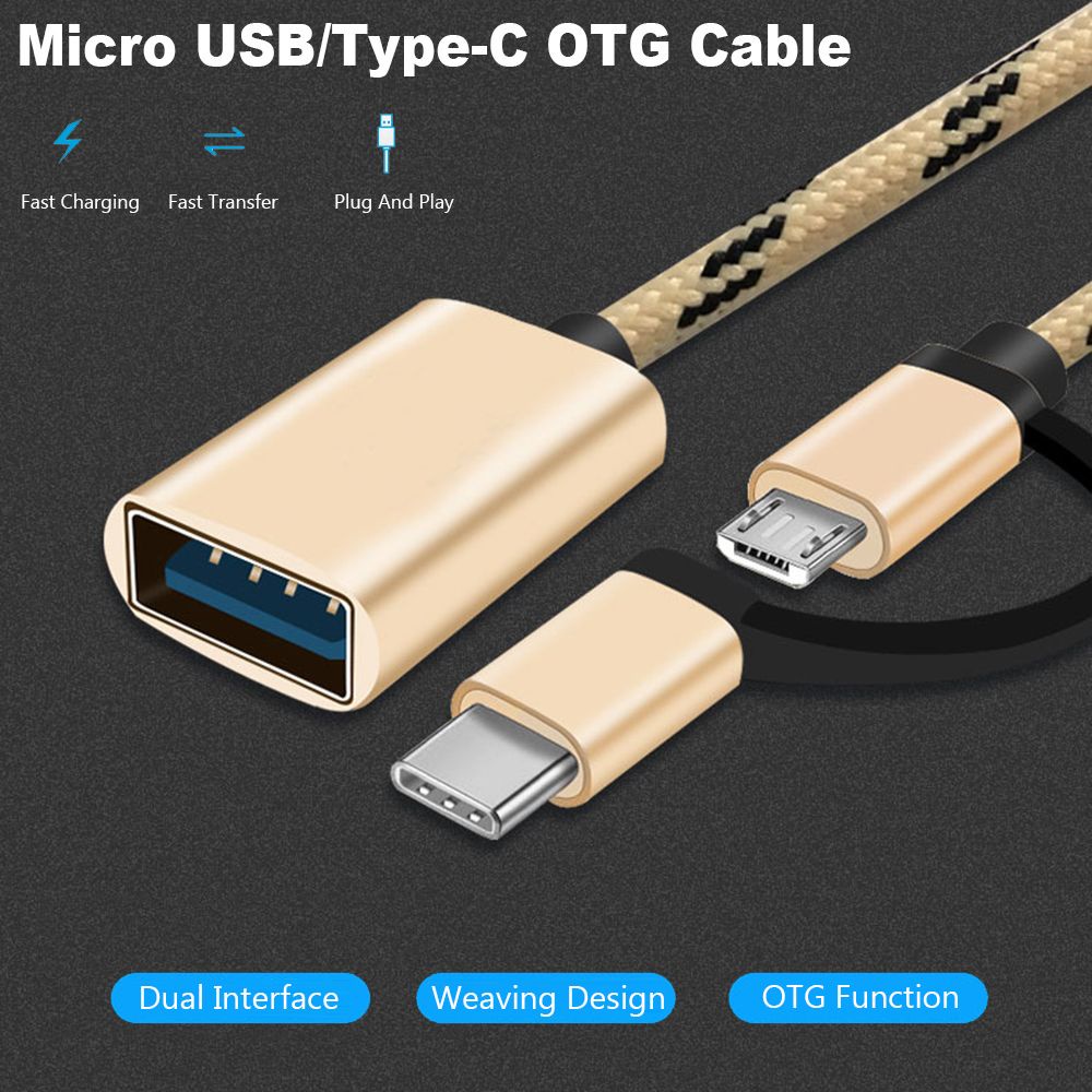 Dây cáp chuyển đổi dữ liệu otg 2 trong 1 từ Micro Usb/ Type-C sang Usb 3.0 chất lượng cao cho điện thoại/ máy tính bảng
