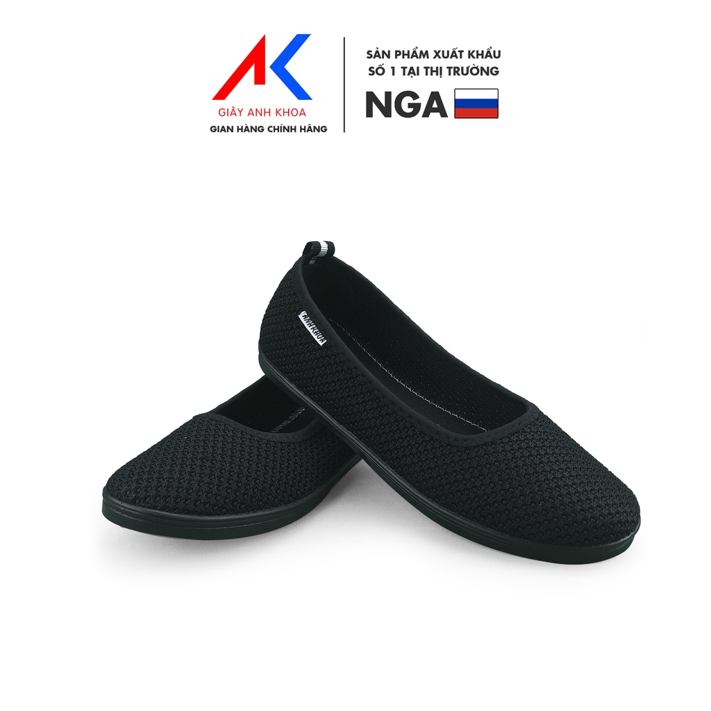 Giày lười nữ không dây, giày slip on nữ cá tính chất liệu vải dệt Knit thoáng mát ANH KHOA 85LEN