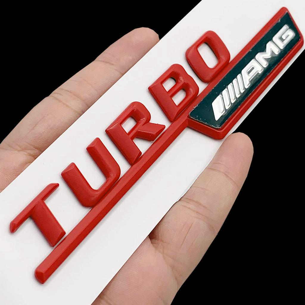 FENDER 1 Cặp Nhãn Dán Chữ Turbo AMG 3D Bằng ABS Trang Trí Thân Xe Hơi Mercedes Benz