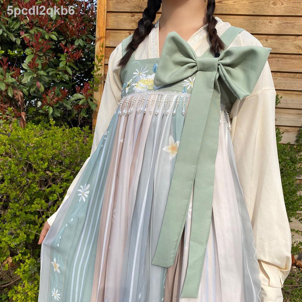 【Chaohuaxishi】 Các yếu tố Hanfu nữ gốc và cải tiến của áo mùa xuân hè, váy xếp ly ngắn, bộ sưu tập hoa