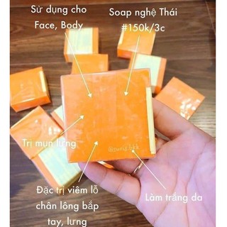 Xà phòng Nghệ Thái Lan, Soap xà bông nghệ cam trắng da giảm mụn thâm sạch nhờn
