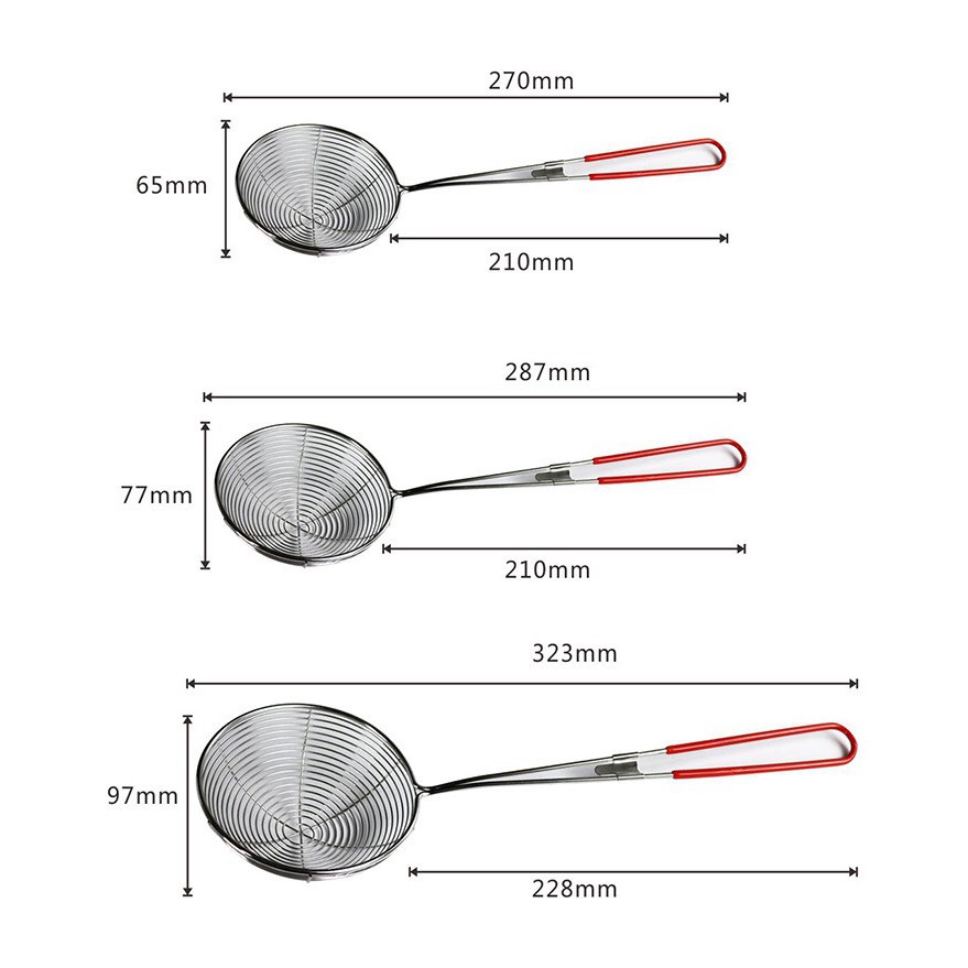 Vợt Đa Năng Inox  Múc Chân Trâu, Topping Cao Cấp Viền Cán Đỏ