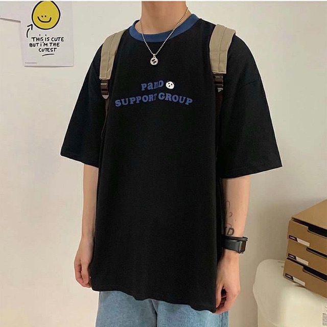 [ PINK ] Áo thun Cổ Phối tay lỡ PANDA Unisex | BigBuy360 - bigbuy360.vn