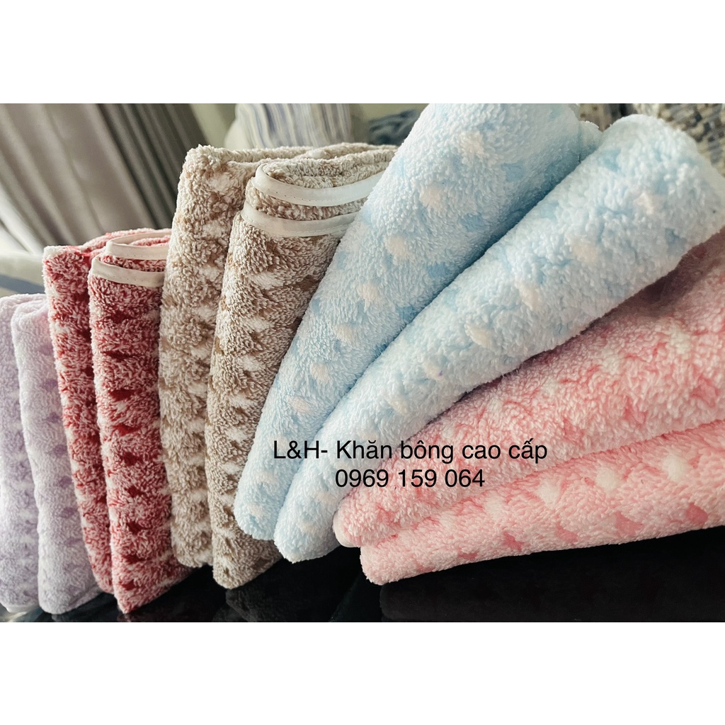 Khăn tắm lông cừu cao cấp, Hoa trám nhỏ, KT 50x100cm