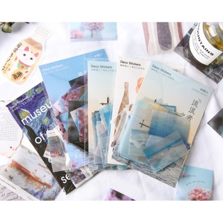 Bộ hình dán Sticker Anh chụp cảnh quan 40 miếng trang trí tranh, sổ tay, planner