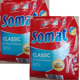 Bột rửa bát Somat chuyên dùng cho máy rửa bát (kết hợp bóng muối ) Bộ 2 túi 2,4kg