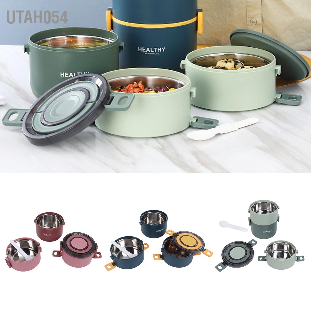 [Hàng Sẵn]  Hộp Giữ Nhiệt 3 Tầng 2200ML Cao Cấp Tặng Kèm Muỗng Và Túi Giữ Nhiệt【Utah054】