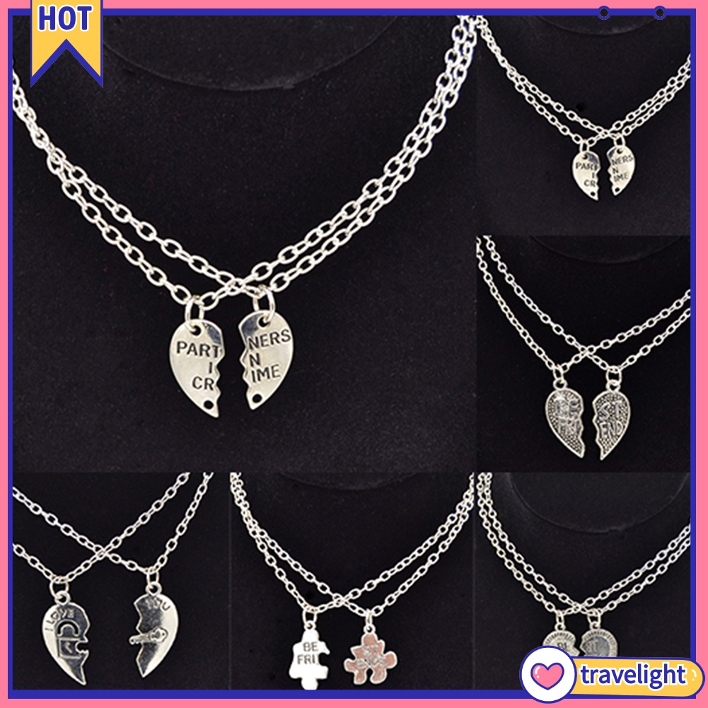 Set 2 vòng cổ Tình Bạn Mặt Ghép Hình Trái Tim