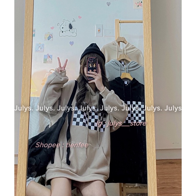 Áo HOODIE nỉ bàn cờ ulzzang (ảnh thật shop chụp kèm video)