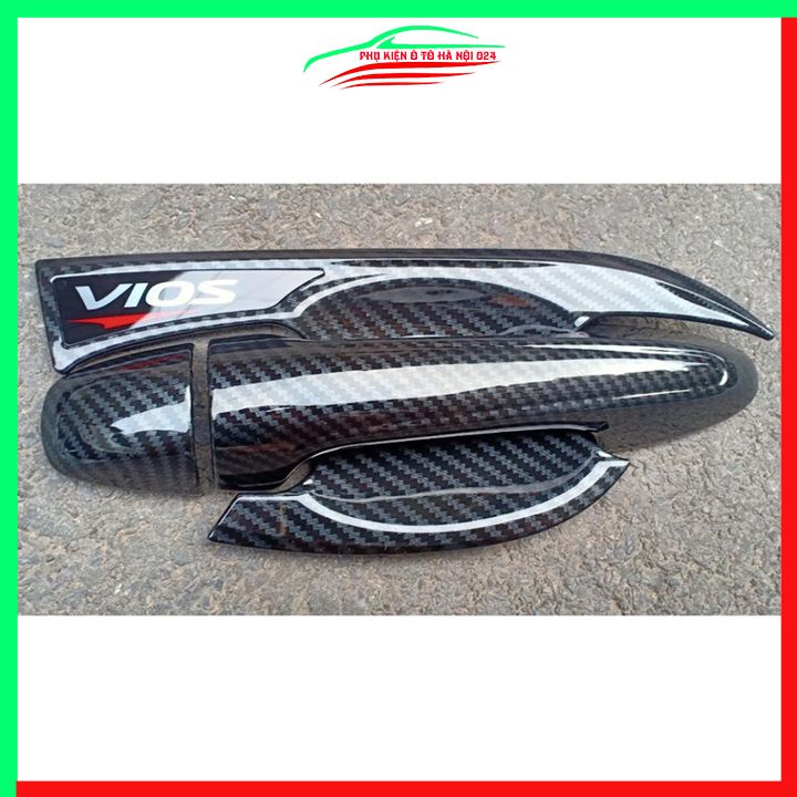 Ốp tay hõm Vios 2019-2022 vân Carbon chống trầy bảo vệ cửa xe ô tô