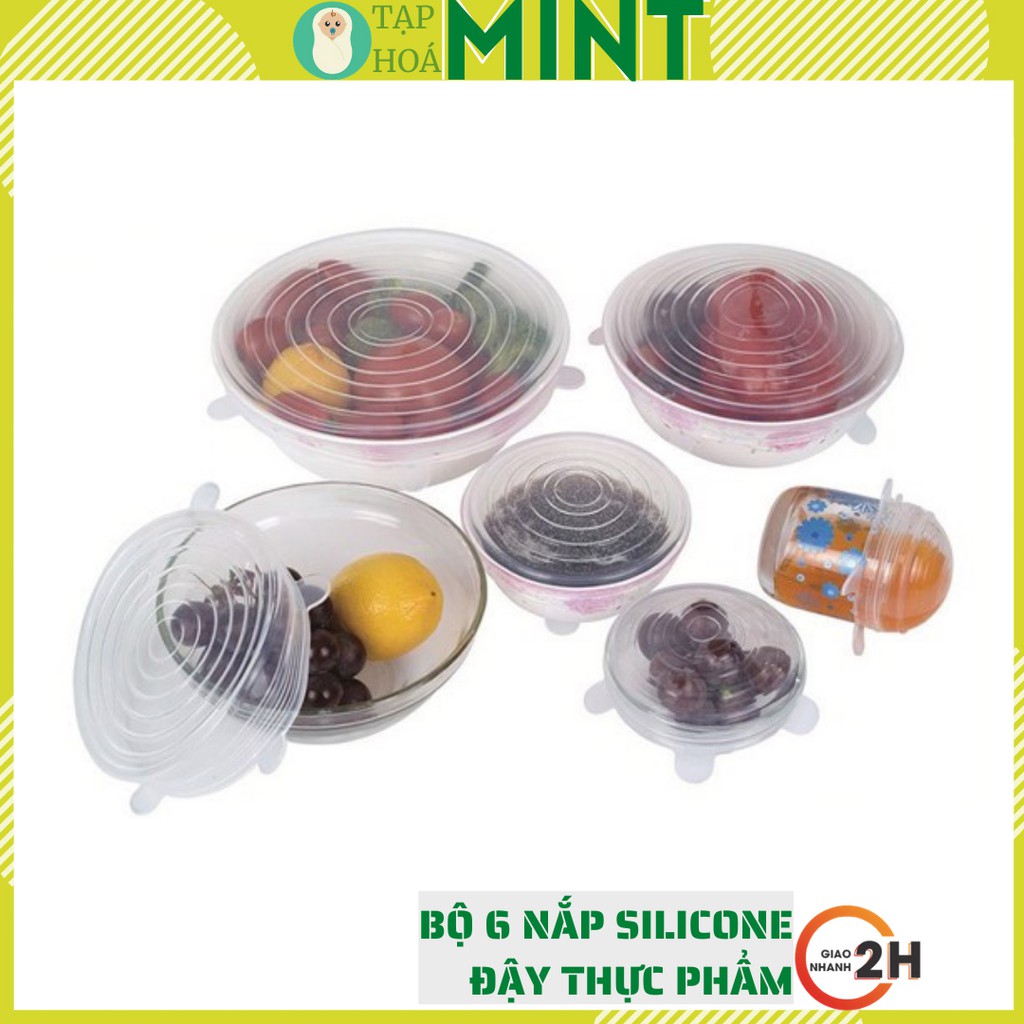 Bộ 6 nắp silicon đậy thực phẩm chống đổ - Tạp hoá mint