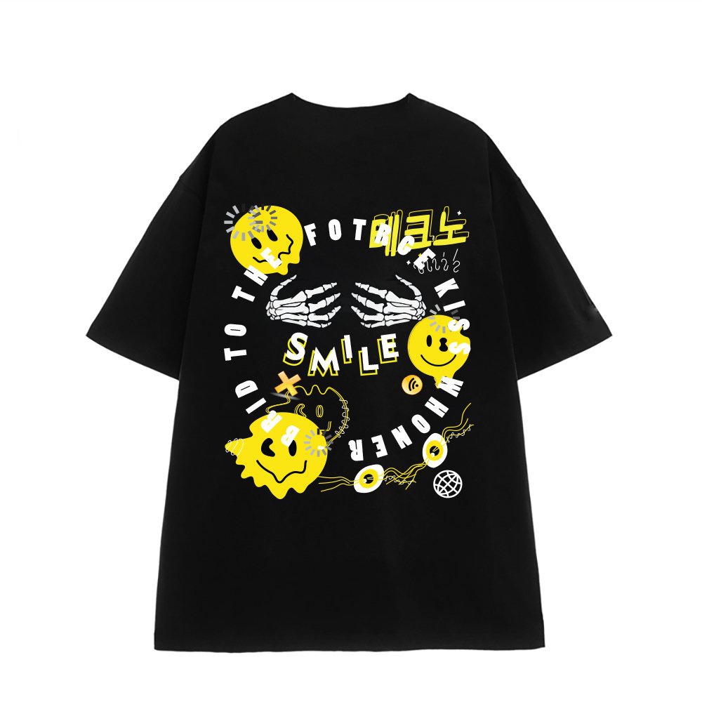 Áo thun unisex tay lỡ màu xanh lá form rộng, áo phông nam nữ form rộng chất cotton 2 chiều mát mịn SMILE