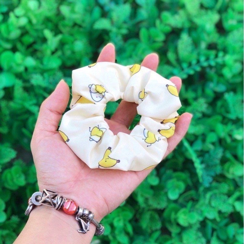 Dây Buộc Tóc  Buộc Tóc Scrunchies Hoạ Tiết Quả Chuối Siêu Cute N41