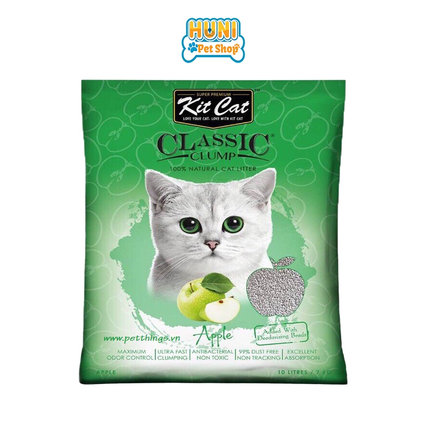 Cát vệ sinh cho mèo Kit Cat Cát mèo vón siêu nhanh - mùi táo, cà phê 10L