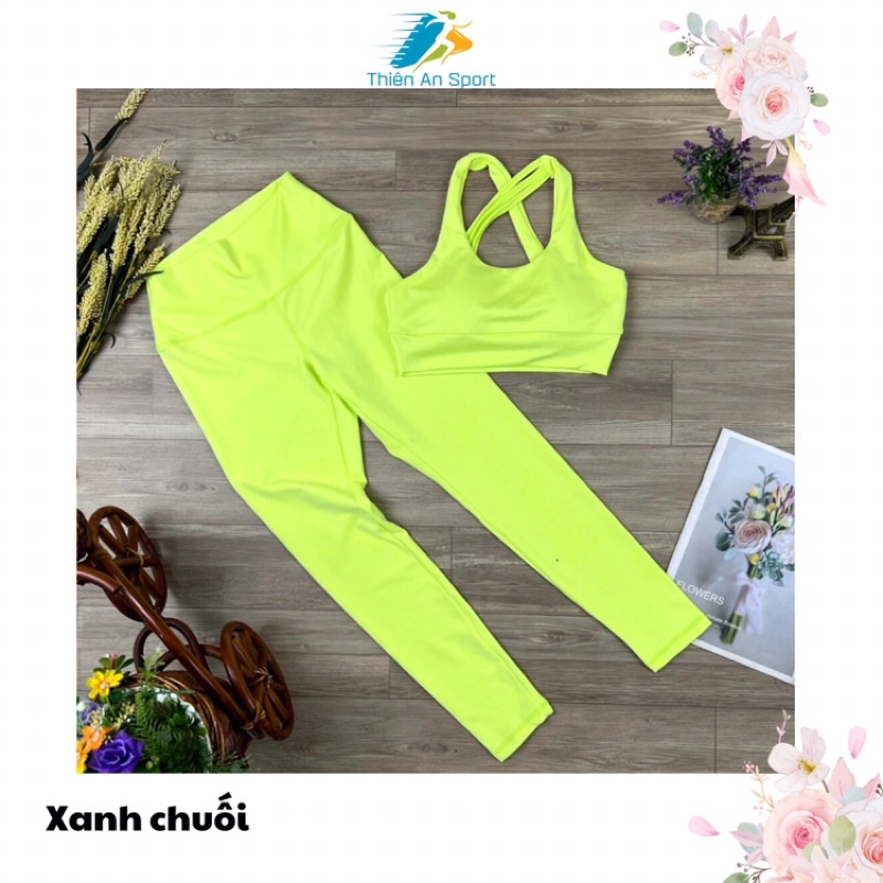 Set tập yoga, gym, aerobic, đồ tập yoga, gym nữ, áo bra dây đan