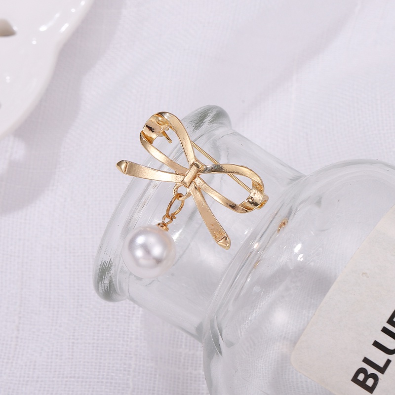 Ghim Cài Áo Hình Nơ Đính Ngọc Trai Thời Trang