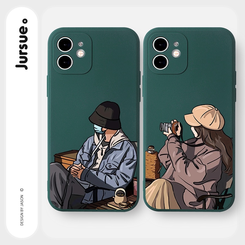 Ốp lưng JURSUE mềm hoạt hình cặp đôi dễ thương đẹp Cho iPhone 14 13 12 11 Pro Max SE 2020 X XR XS 8 7 ip 6S 6 Plus Y2259