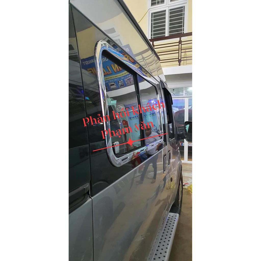 Ốp Mạ Viền Khung Kính Ford Transit full bộ 3 kính 12 chi tiết mạ crome cao cấp