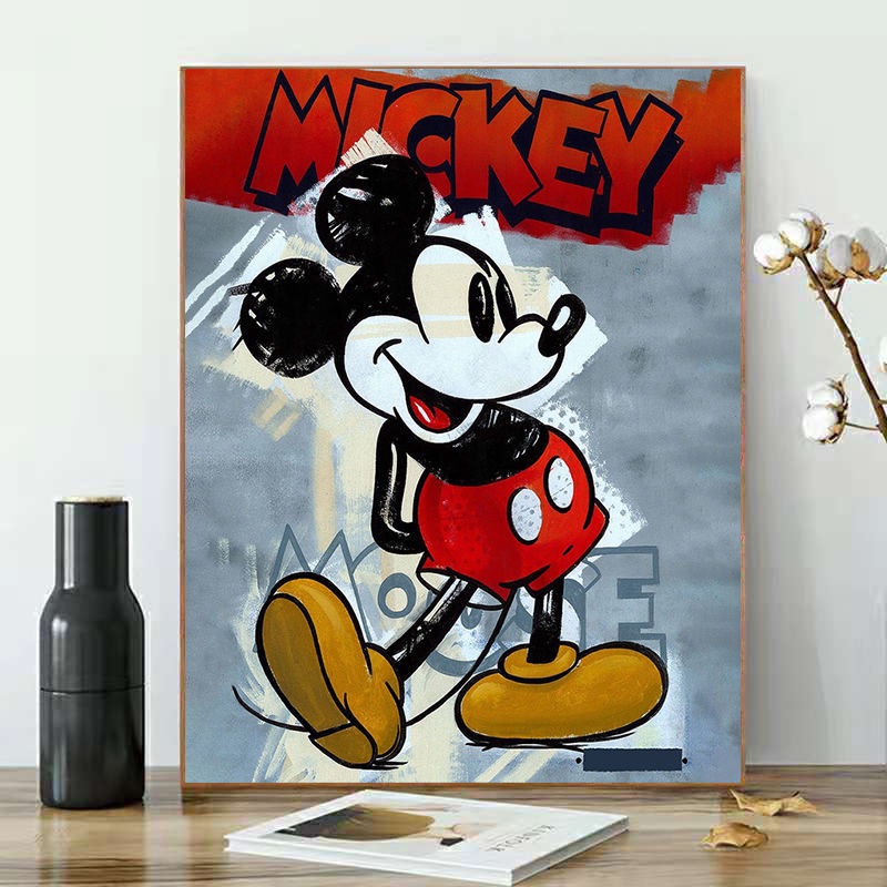 Bộ Tranh Sơn Dầu 40x50cm Tự Làm Họa Tiết Vịt Donald/Chuột Mickey Hoạt Hình Dùng Để Trang Trí Nhà