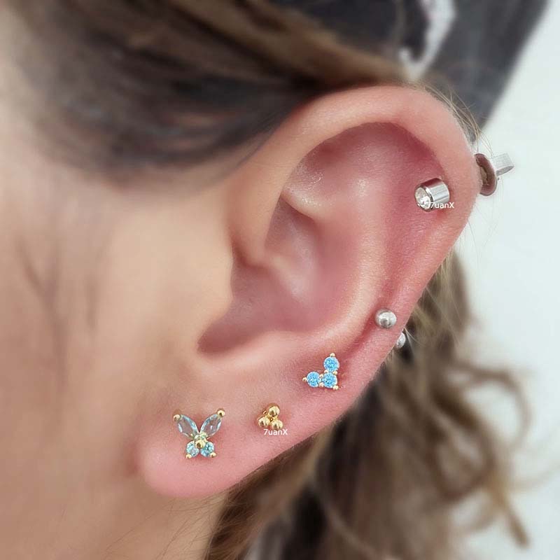Khuyên tai hình trái tim đính đá 20/6mm bằng thép không gỉ