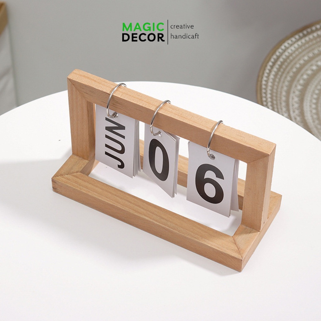 Lịch gỗ để bàn, lịch lật số để bàn decor trang trí bàn học, góc làm việc cực chill - MAGIC DECOR