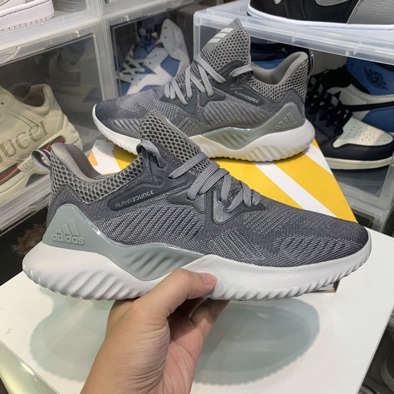 Giày thể thao sneaker nam nữ ALPHABOUNCE Beyond 2018 Grey white Xám đế trắng