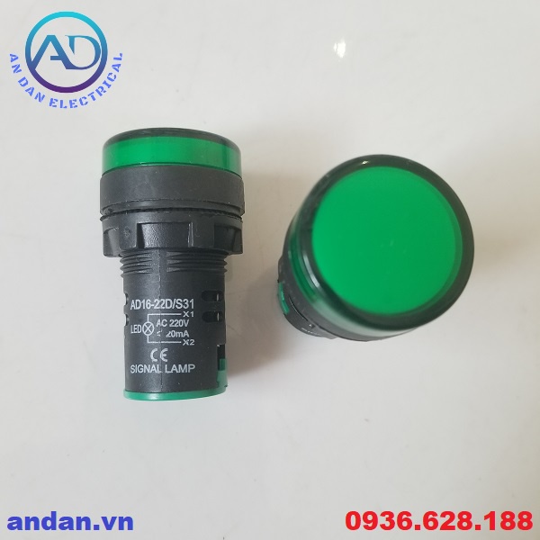 Đèn báo nguồn LED phi 22 AD16-22DS , Đèn báo pha AC380V AC220V AC/DC24V