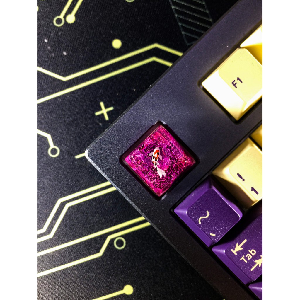 Keycap artisan cá koi 1u, cherry profile. Tone TÍM.