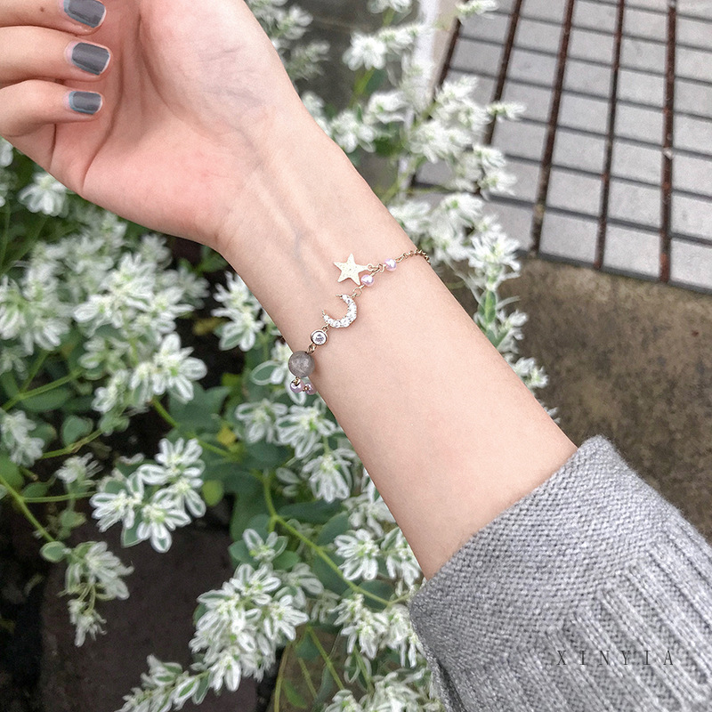 Vòng tay mặt hình trăng sao phong cách Hàn Quốc trẻ trung cho nữ