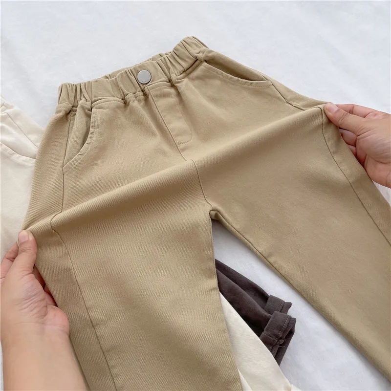 1-11 Tuổi Quần Kaki Dài Kiểu Dáng Thoải Mái Cho Bé Trai