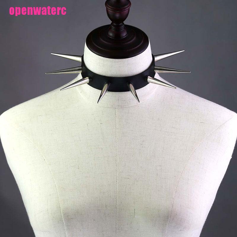 Vòng Cổ Choker Da PU Đính Đinh Tán Kim Loại Phong Cách Rock Gothic