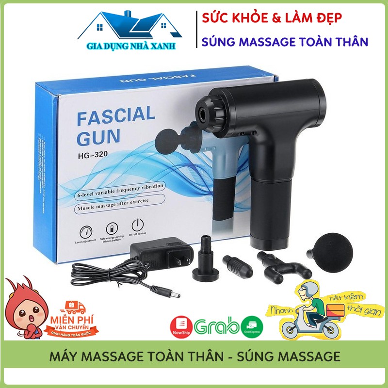 👑Ông Vua Bán Sỉ👑 Súng Massage Toàn Thân 4 Đầu 6 Chế Độ Fascial - Giảm Đau Mỏi Vai Gáy, Giãn Cơ Sau Tập