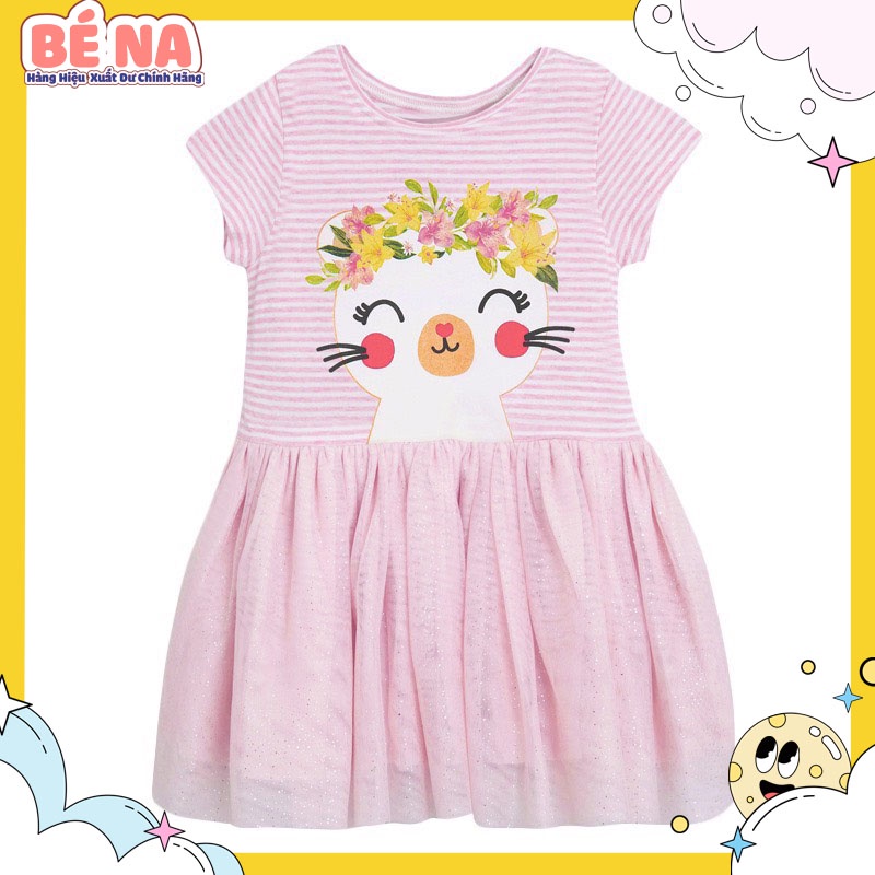 [ Hàng chính hãng ] Váy LITTLEMAVEN hồng kẻ mèo cực đẹp cho bé gái