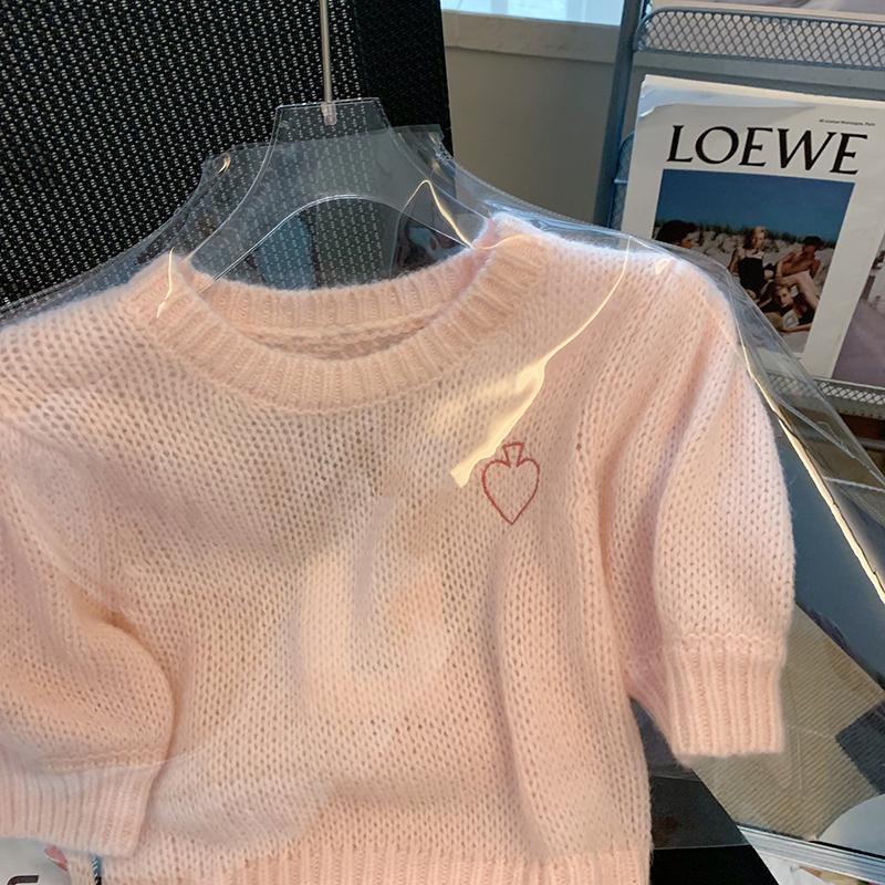 Áo Sweater Dệt Kim Tay Ngắn Phồng Mềm Mại Thời Trang Mùa Hè Cho Nữ