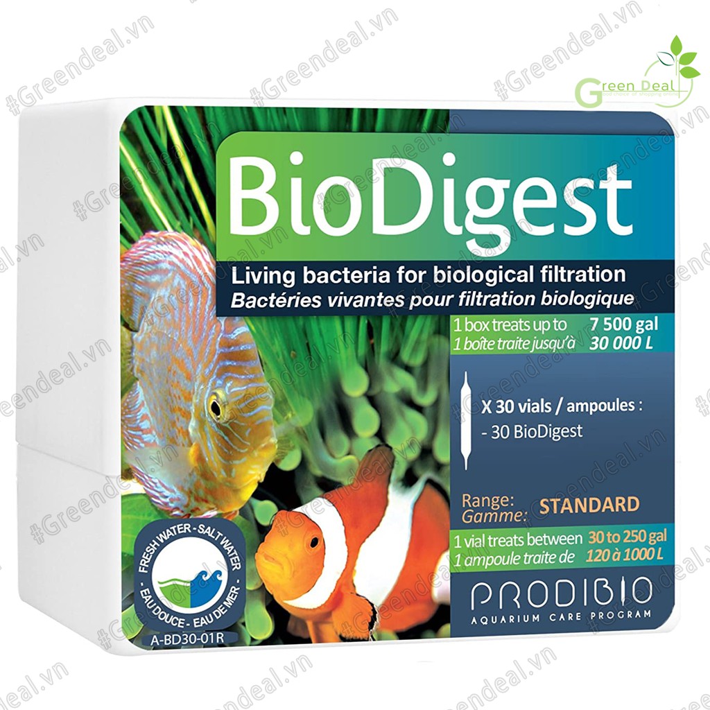 PRODIBIO - BioDigest (Lẻ 1 ống) | Bổ sung vi sinh sống cho hồ cá thuỷ sinh, hồ cá biển