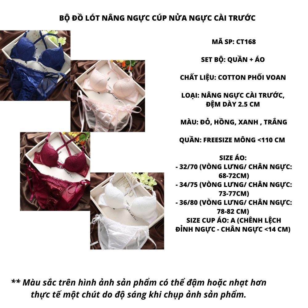 [Freeship 50k] BỘ ĐỒ LÓT CÚP NỮA NGỰC CÀI TRƯỚC NÂNG NGỰC | BigBuy360 - bigbuy360.vn