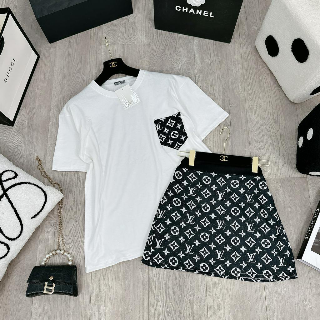 Set áo phông phối túi mix chân váy  siêu xinh BN669