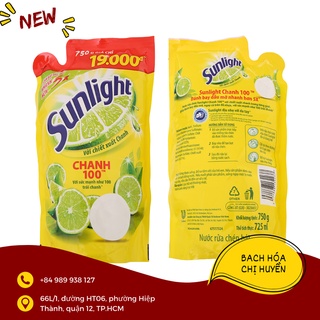 Nước rửa chén Sunlight Chanh 100 chiết xuất chanh tươi túi 725ml